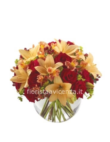 mazzo di lilium e rose
