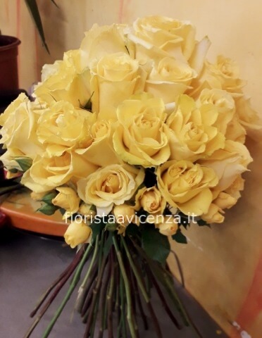 Rose gialle a steli, prima scelta, lunghezza 60 cm