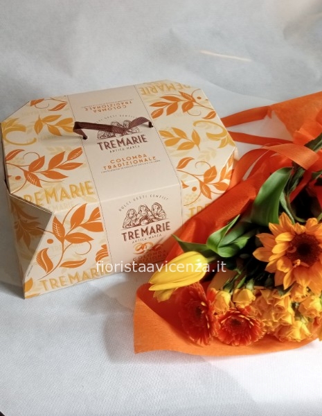 Colomba pasquale e bouquet 